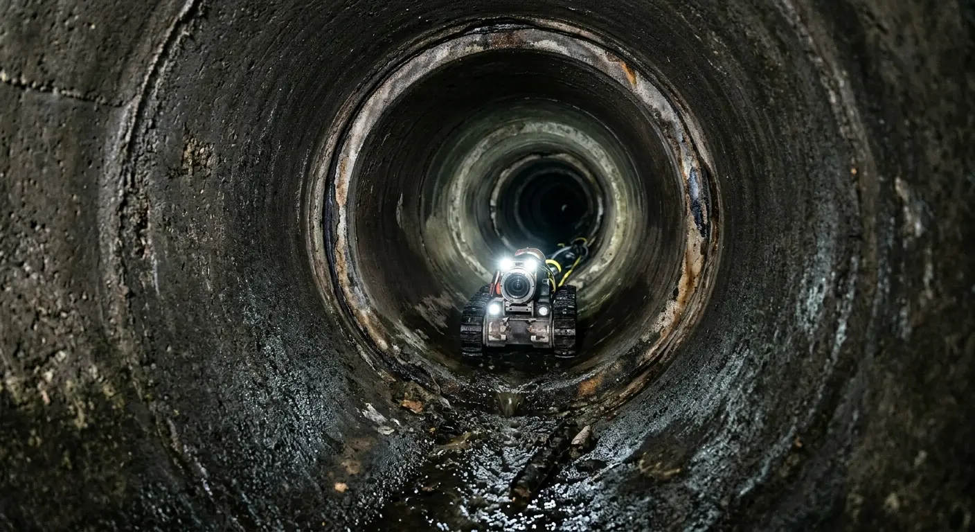 Robotic sewer camera inspecting pipe interior for Sewer Line Repair in Tega Cay