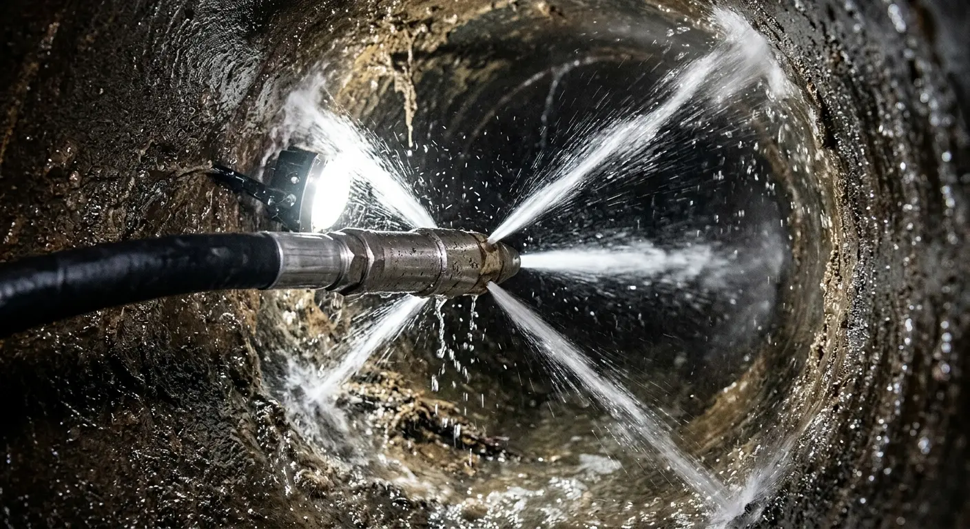 High-pressure hydro jetting nozzle cleaning sewer pipe for Sewer Cleanout in Tega Cay